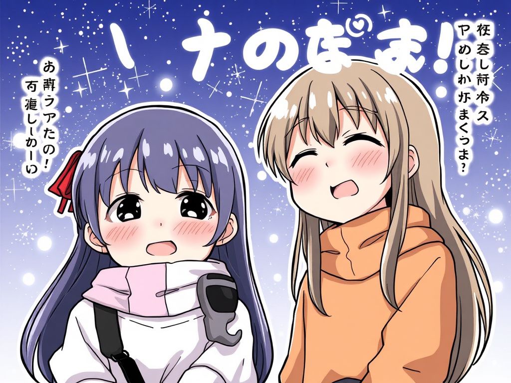 Emotional Japanese comic cover with two friends under stars